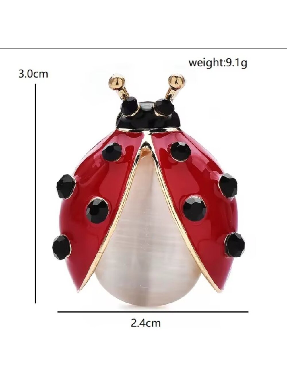 Ladybug Red Gold Brooch - Picture 5 of 5